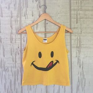 Vintage Joe Boxer licky smiley face crop tank top